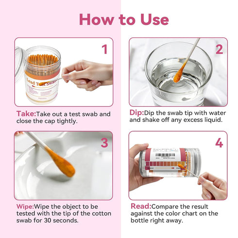 30 30 AssuTest Lead Test Kit for Dishes, Lead Test Swabs Upgraded Rapid Lead Paint Test Kit Second Results Accurate