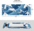 Japanese Blue and White Wave Gaming Mouse Pad XL, Non Slip Rubber Base, Extended Large Desk Pad