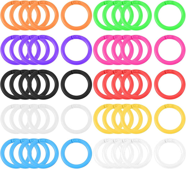 Exircy 50Pcs Loose Leaf Binder Rings 1 Inch Colorful Plastics Small Book Notebook
