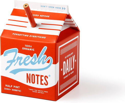Fresh Ideas Milk Carton Note Set from Brass Monkey - Vintage Design Includes 500+ Tear-Off Sheets and 3.5" Pencil,