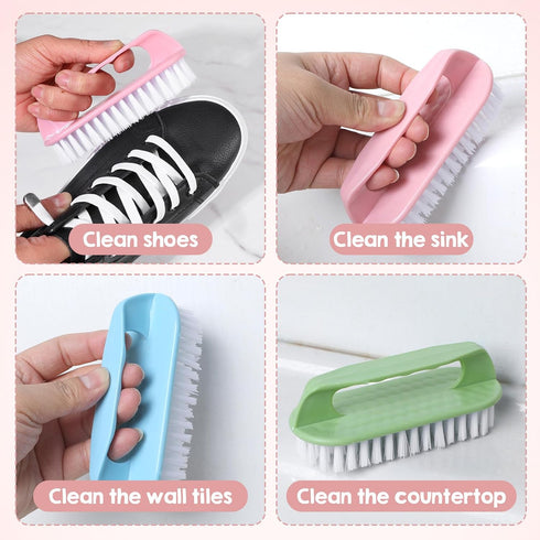 Leooomap 12-Pack 4 Scrub Brush Heavy Duty Multi-Purpose Cleaning Brushes with Stiff Bristles, Colors (Purple Pink Blue