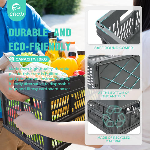 3 Pack (9L (2.4 EasyFold Collapsible Crate, Collapsible Shopping Basket, Milk Crate, Gal), Black)