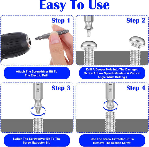 HaiFafafaing 6 Set Pcs Stripped Screw Extractor Hss Damaged Screw Remover and Extractor Nuts & Bolts Drill Bit Tools