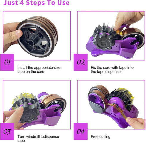 MECOLOUR Multi-Roll Heat Tape Dispenser, 6 pcs Sublimation 1" + 3" Core Double Reel, Semi-Automatic - PURPLE
