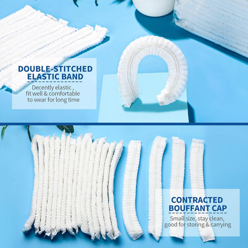 LEOBRO Hair Nets for Food Service Workers, 50PCS Disposable Kitchen Hair Nets for Women and Men Cooking, White