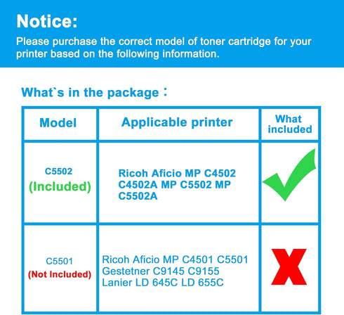 LCL Toner Cartridge Replacement for Ricoh 841680 841752 MP C4502 C5502 C5502A (1-Pack Yellow)