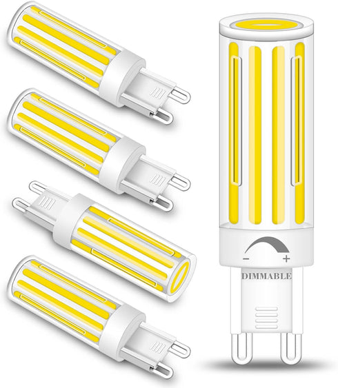 G9 LED Bulb Dimmable, 8W 6000K Daylight White, 60W 75W 80W Halogen Equivalent, Pack of 5, No-Flicker 360 Beam