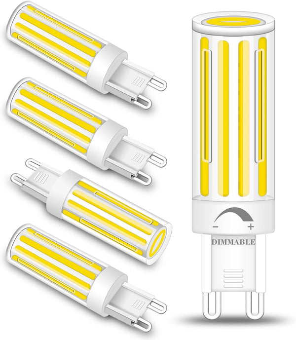 G9 LED Bulb Dimmable, 8W 6000K Daylight White, 60W 75W 80W Halogen Equivalent, Pack of 5, No-Flicker 360 Beam