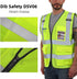 Reflective Mesh Vest, High Visibility with Pockets and Zipper, Construction Work ANSI Class 2 Yellow