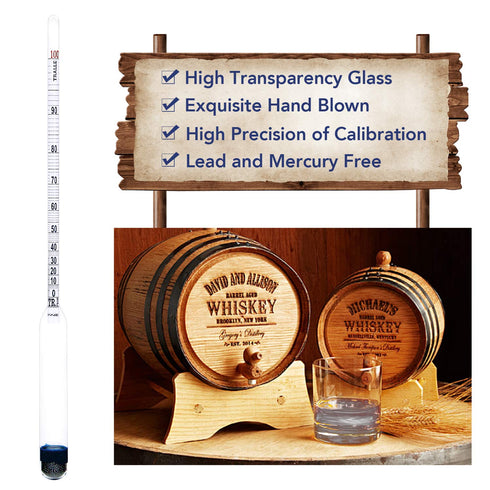 0-200 Proof & Tralle Alcohol Hydrometer with Glass Test Jar Kit for Liquor & Distilling