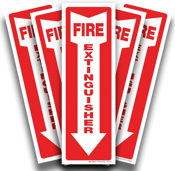 iSYFIX Fire Extinguisher Signs Stickers – 5 Pack, 4x12 Inch, Premium Self-Adhesive Vinyl Decal, Indoor & Outdoor