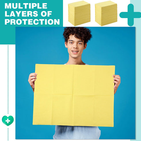 750 13" 18"(Yellow) Newwiee Pcs Disposable Dental Bibs Bulk Waterproof Tattoo Sheet Patients for Lash Nail Art Tray
