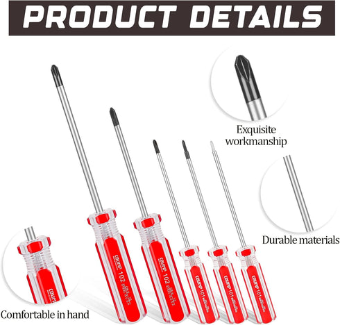 Triwing Screwdriver Set Magnetic Point Y Tip, 5 Sizes 1.5mm to 5mm, with Plastic Handle