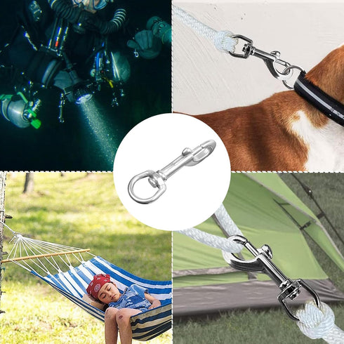 ORCATORCH Swivel Eye Snap Hook - Stainless Steel Bolt Snap Marine Clips for Scuba Diving, Dog Leash, Key Chain