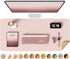 YSAGi Double-Sided Desk Pad - 35.4"x17" Leather Desk Mat, Eco Cork Desk Pad Protector for Office/Home (Pink)