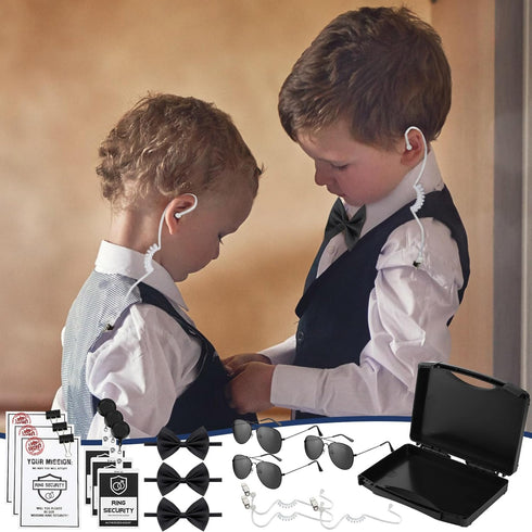 7 Set Mepase Pcs Ring Wedding Bearer Security Include Ring Bearer Box ID Badge Holder Sunglass Acoustic Earpiece Tube