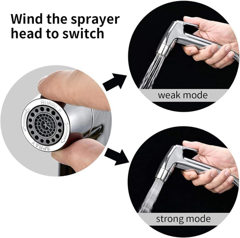 Set, 3 Set Handheld Bidet Sprayer Toilet Bathroom with Wall Bracket Hose Closestool, Squatting Pan, Water Flower, Floor