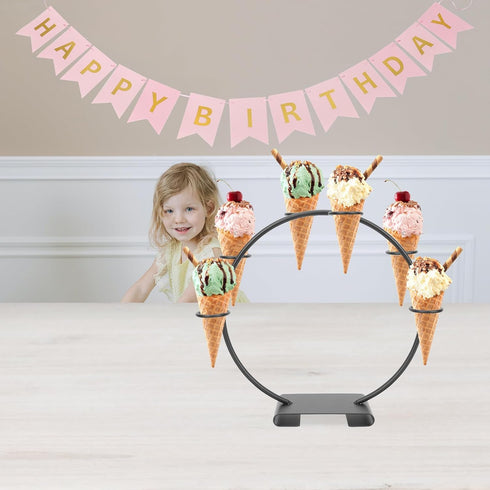 MAGICLULU Ice Cream Cone Display Stand Iron Storage Rack Dark Color Dessert Food Display Rack for Wedding and Buffet