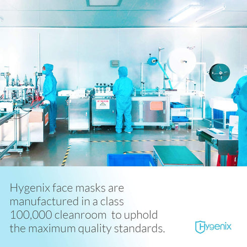 3 3Ply 98% (50 Pack) Hygenix Level Procedure Disposable Face Masks Filtration, Fluid Resistant, Made in USA
