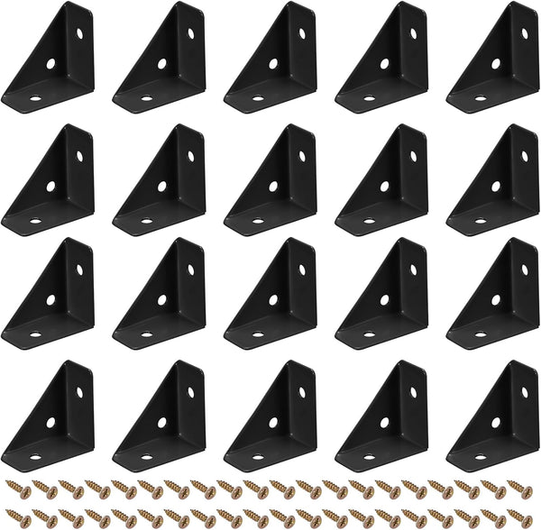 uxcell 20Pcs Angle Corner Brackets 38mm x 38mm, Cold Rolled Steel Braces