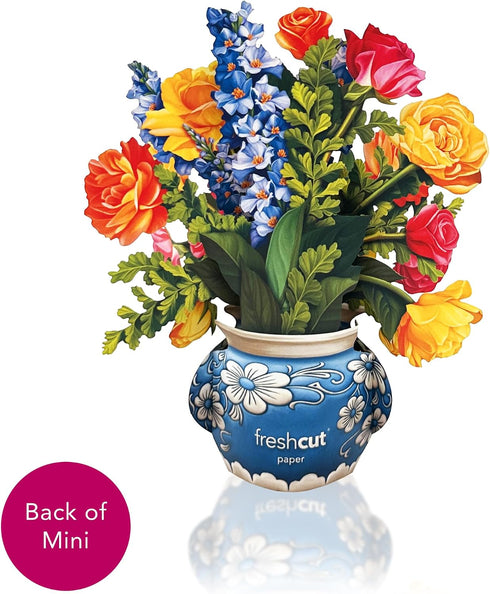 6 Inch 3D Freshcut Paper Pop Up Cards, Mini Sorbet Roses, Life Sized Forever Flower Bouquet Popup Greeting Card