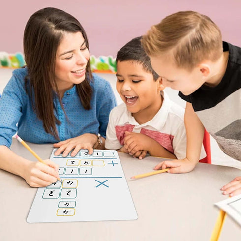 Dry Erase Long Multiplication Practice White Board 8" x 12", Double Sided 2-digits Multiplication Board for Kids