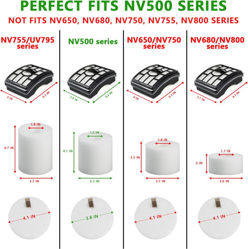 Improvedhand NV500 Filter Replacement for Shark Rotator Pro Lift-Away, 2 Post + 4 Foam & Felt Filters