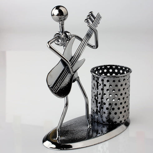 Metal Art Pen Pencil Holder, Musician Design, Home Office Desk Organizer