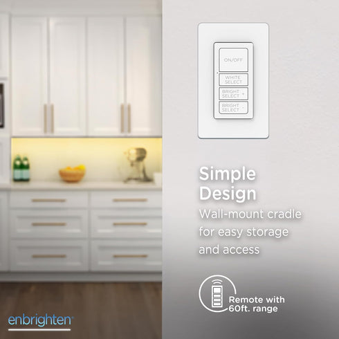 Dimmable, 81795 Enbrighten One-Touch Sync Remote Control, Add-on Light Switch for Under Cabinet Lights, Wireless