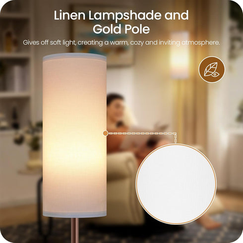 Dimmable 64.4 Bulb 3000K-6500K, VCW06LD05W1 Floor Lamps for Living Room with Remote and Foot Switch, Modern Standing