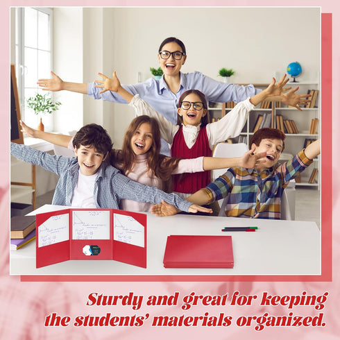 Tenceur 24 Pcs Tri Fold 3 Pocket Folder Plastic Folders with Pockets for Work Class Office Back to School Supplies