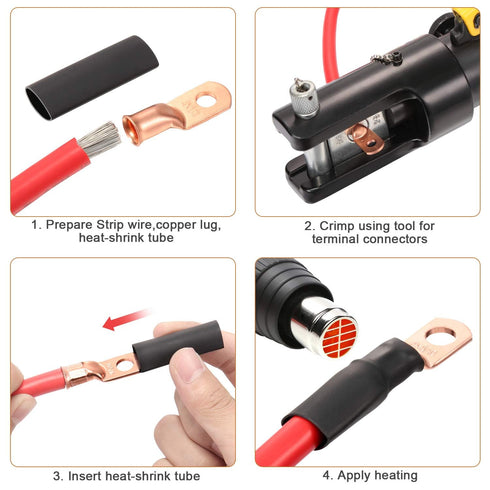 Maxdot 10 Pack UL Test Wire Lugs - 8 Gauge Stud Ring Terminals, Heavy Duty Copper Crimp Lugs for Welding Cable, Bare