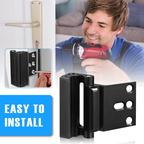 3Pack Home Security Door Reinforcement Lock, Childproof Safety Door Lock Latch Inside Stopper, Add High Security