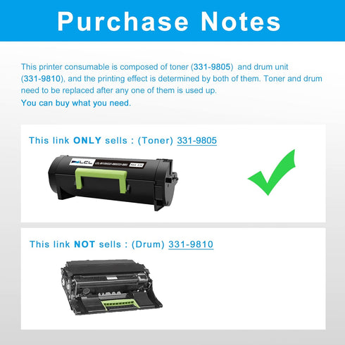LCL Compatible Toner Cartridge Replacement for Dell M11XH 331-9805 331-9803 311-9805 (1-Pack Black)