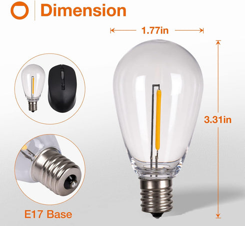 addlon LED Replacement Bulbs 1W S14 4 Pack Waterproof E17 Screw Base for Outdoor LED String Lights Shatterproof by addlon