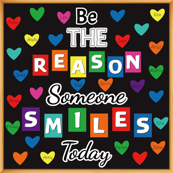 Classroom Bulletin Board Decoration Set - Welcome Banner Wall Door Decor - Color Heart Shaped Decorations for