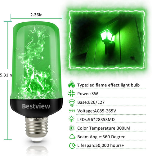 Bulbs,4 E26/E27 Bulbs 2 Pack) Bestview LED Flame Effect Light Modes Smart Base Flickering Fire Light