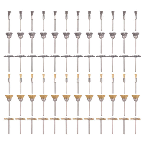 Rocaris 72 Pack Wire Wheel Brushes Set, Brass and Steel Wire Brush Set with 1/8" Shank for Rotary Tools Accessories