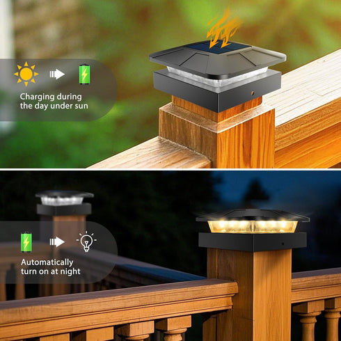 4x4 3 2 Packs 44/3.53.5 Peasur Solar Post Cap Lights Outdoor with Lighting Modes, LED Post Light Solar Powered