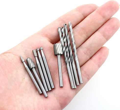 Maxmoral 11PCS Set Rotary Multi Tool Cutting Guide Attachment Kit Router Bit with HSS Small Electric Grinder
