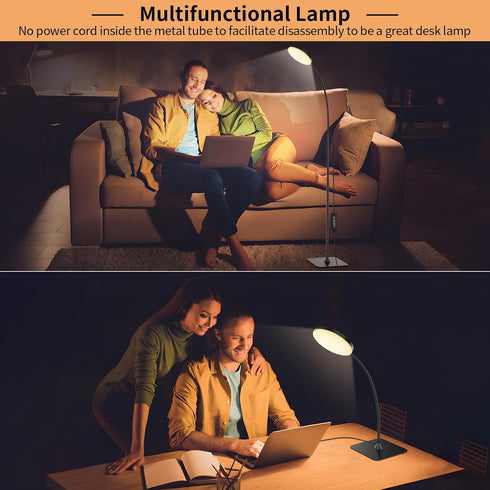 Mojimdo 168 2-in-1 360 [3 10 10W LED Floor Lamp with Remote Control, Convertible Floor/Desk Lamp, Adjustable Gooseneck