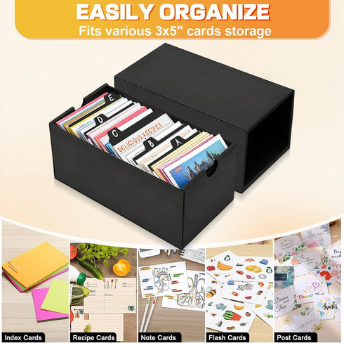 aopule 6Packs 3x5 6000 3''x5'' Index Card Box,Index Card Organizer Box with Lid,Hold Cards,Black Recipe Holder