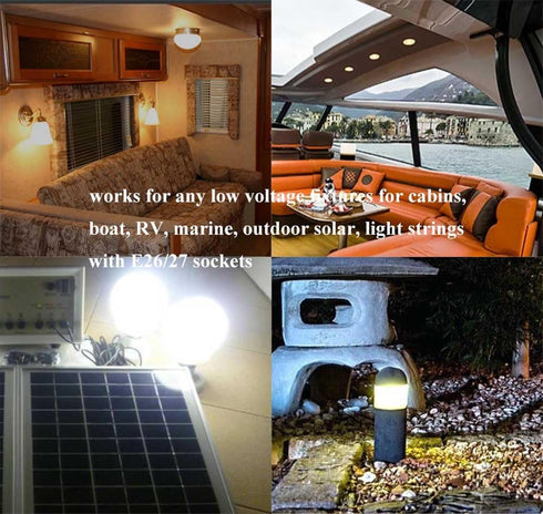 12V Light Bulb A15, 3W Soft White 3000K, E26 Screw Base, 12V LED Bulb, DC 12 Volt, 24V, 36V, 48V Low Voltage Lights for
