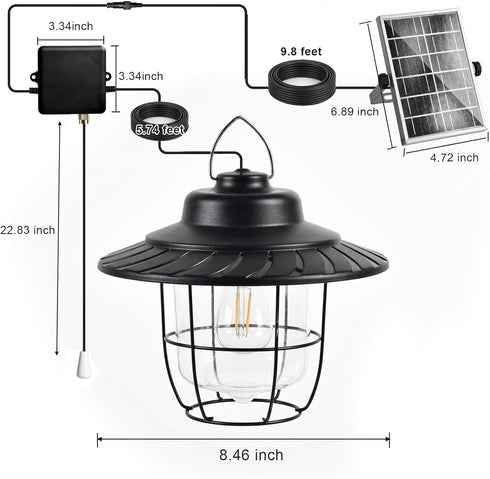 IP65 Sumaote Solar Shed Light Indoor Outdoor, Warm White & Cool White Pendant Light with Pull String, Waterproof Solar