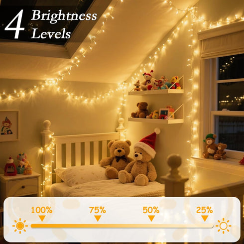 66FT 200 11 LED Christmas Tree Lights, Bright Warm White to Multicolor Outdoor Christmas String Lights for House, Fairy