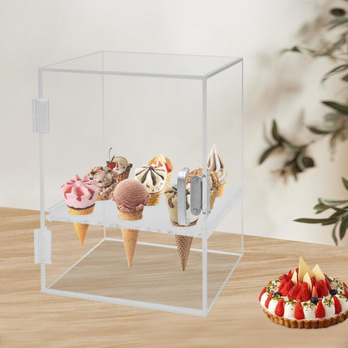 Mahugde 9 Holes Ice Cream Cone Cabinet, Clear Ice Cream Display Cabinet Acrylic Ice Cream Display Cabinet for Dessert