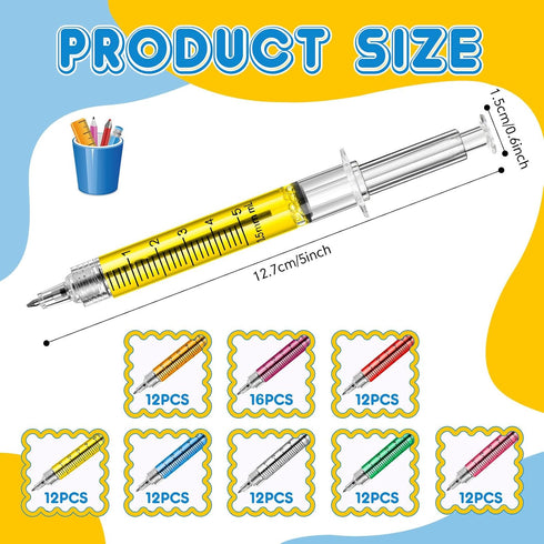 Estune 100 Pcs Syringe Retractable Nurse Pens Novelty Fun Multi Colors Medical Blood Ballpoint Pens Gifts for Nursing