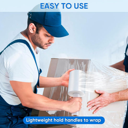 TICONN 5'' Stretch Wrap Film, 1000ft 80 Gauge Industrial Strength Clear Plastic Wrap with Handles for Shipping, Moving