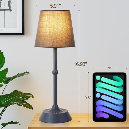 Dimmable 6000mA LED Cordless Grey Table Lamp Portable Desk Lamp Battery Powered Touch Control Table Lamp Dining