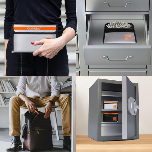 QLYNUDO (2-Pack) 9.5x5.8" Set Money Envelopes for Cash Organizer - Small Fireproof Document Bag & Cash Stuffing Pouch